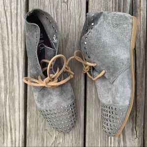 Blackstone Gray Suede Studded Toe Shoes NWOT